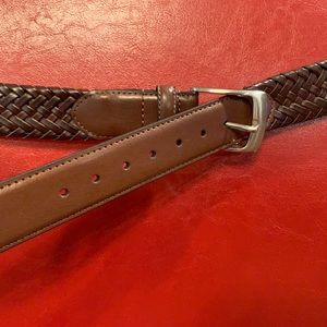 Brown Braided Leather Belt Sz 38